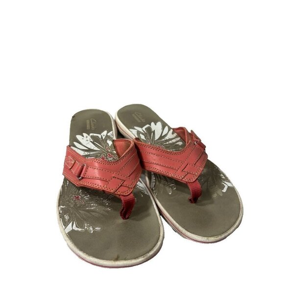 CLARKS Collection Cushion Soft Coral Sandal Flip Flops    Sz 10 - Picture 1 of 10